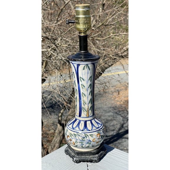 Antique Iznik Middle Eastern Pottery Glazed Faience Vase Cast Iron Loevsky Lamp - Picture 8 of 16